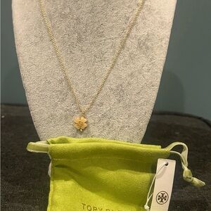 Tory Burch Gold Floral Charm Necklace